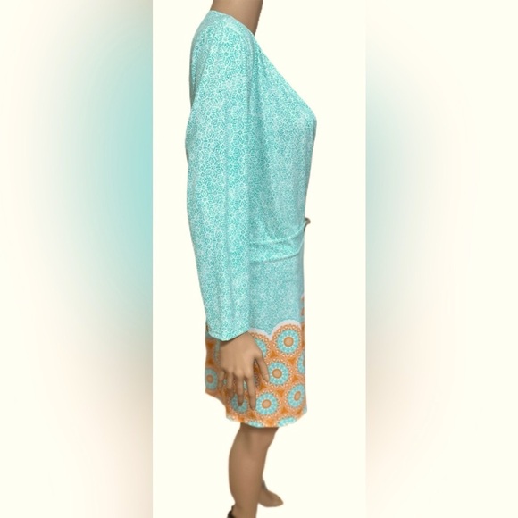 Cabana Life Women’s Wrap Romper L Blue Orange Long Sleeve Tassel Tie Boho Resort - Picture 6 of 10